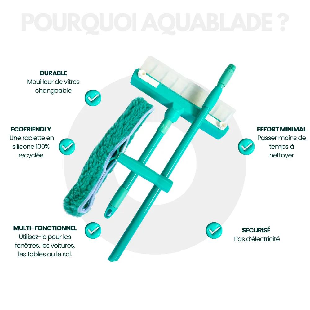 AquaBLADE™ – Kit Raclette à Vitres en Silicone Recyclable